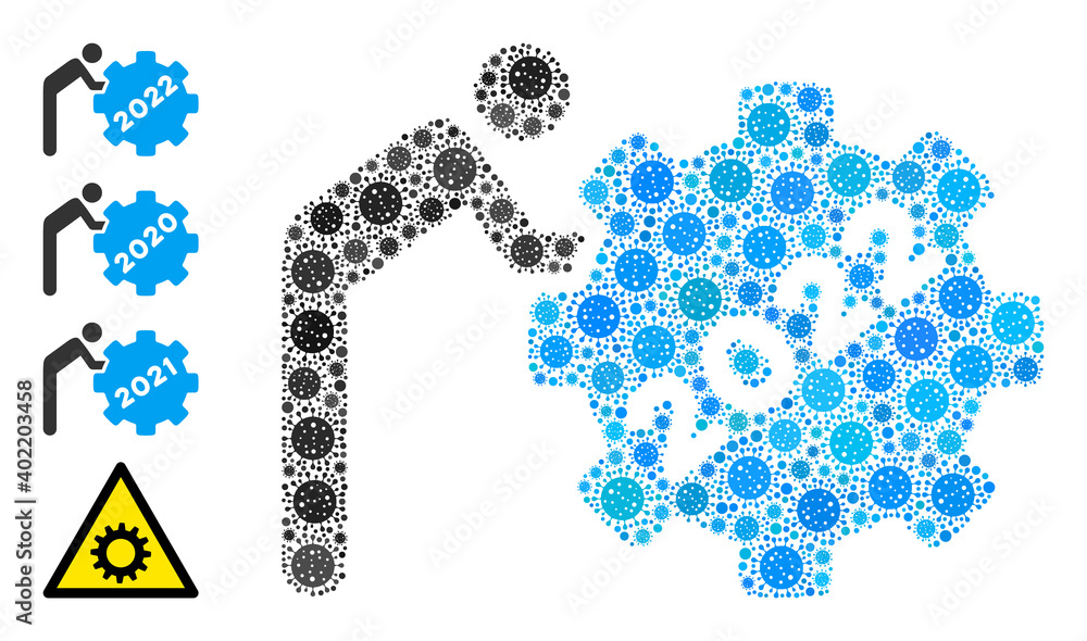 2022 worker rolling gear bacteria mosaic icon. 2022 worker rolling gear collage is shaped with random pathogen icons. Bonus icons are added. Flat style. 2022 worker rolling gear bacteria mosaic icon. 2022 worker rolling gear collage is shaped with random pathogen icons. Bonus icons are added. Flat style.