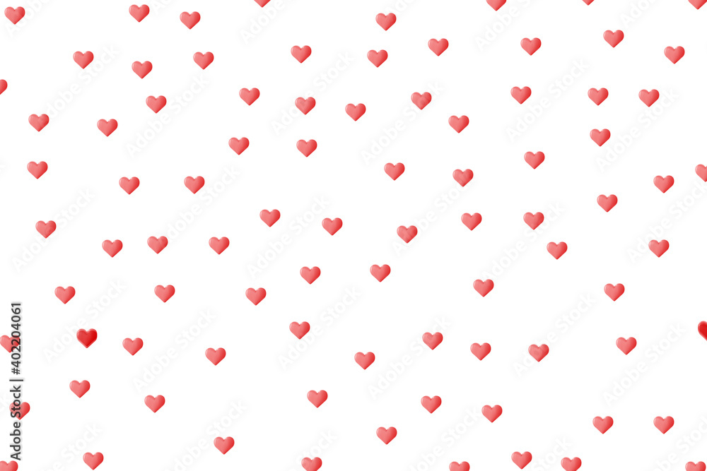 Valentine's Day. Red hearts on a white background. Wallpaper. Card for lovers. Template. Copy space.