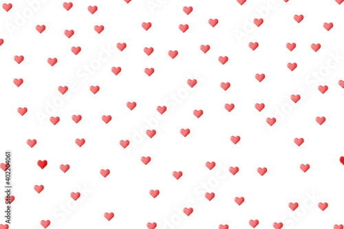 Valentine's Day. Red hearts on a white background. Wallpaper. Card for lovers. Template. Copy space.