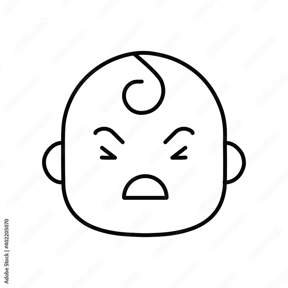 Baby Annoyed face emotion line icon Baby Annoyed face emotion line icon