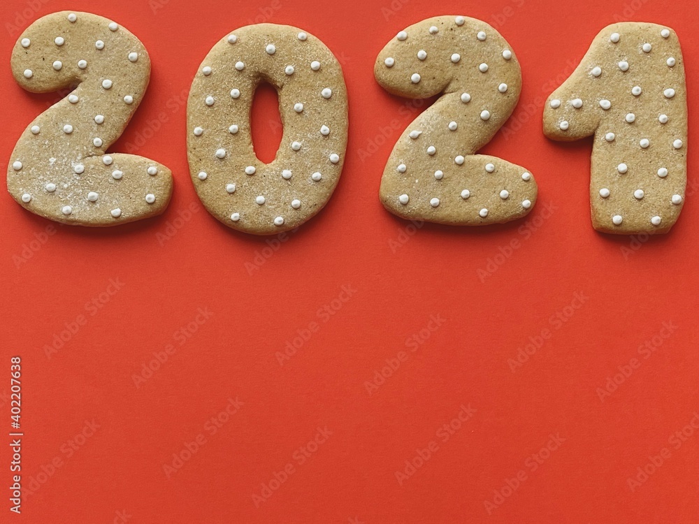 Set of 2021 gingerbreads with copy space Set of 2021 gingerbreads with copy space