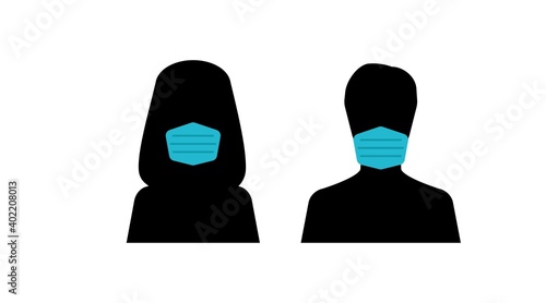 people mask icons user person avatar, profile, face, icon. head women vector illustration isolated