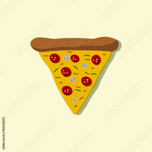 Slice of pizza. Vector cartoon illustration