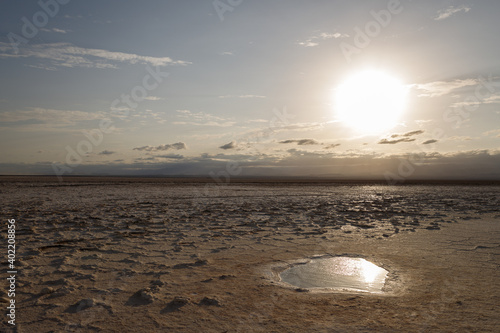 etiopian salt lake landscape that seems to remind you of winter but is more than hot photo