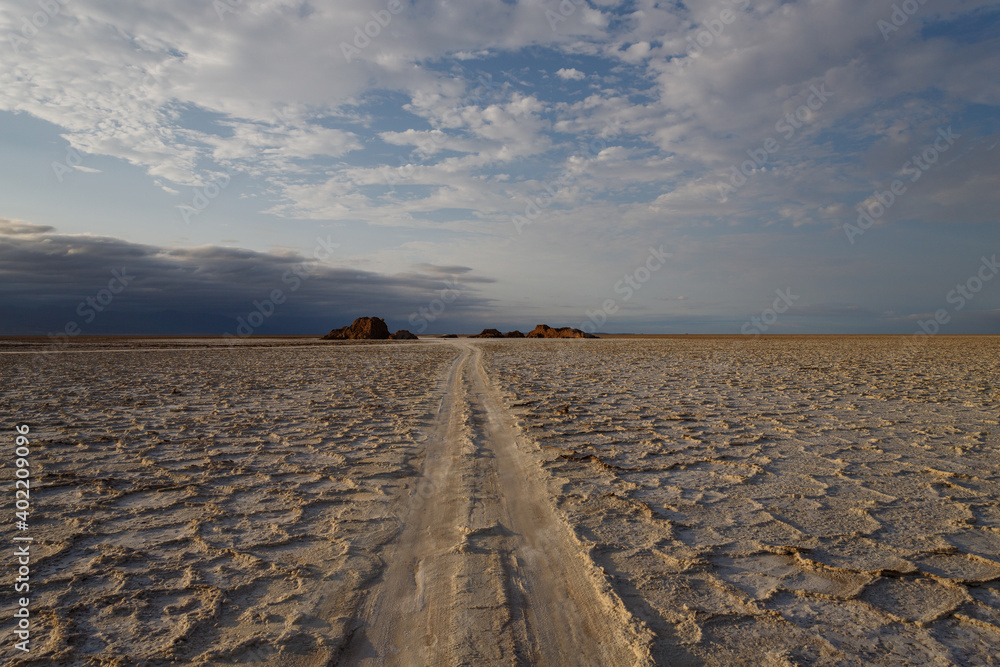 Fototapeta premium etiopian salt lake landscape that seems to remind you of winter but is more than hot