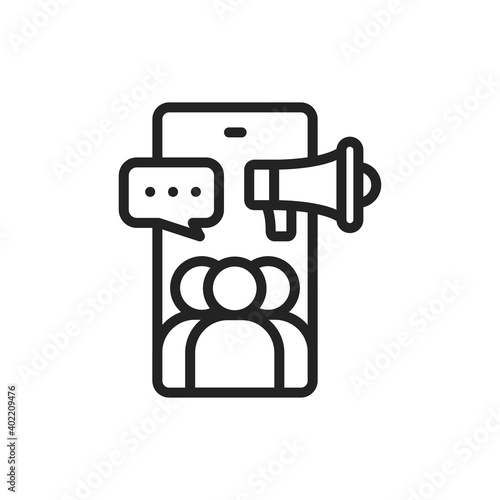 Marathon line black icon. SMM promotion. Outline pictogram