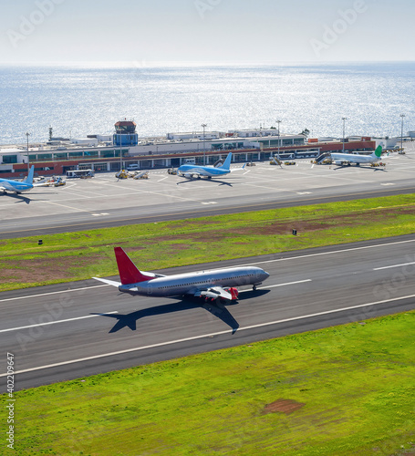Airplane taking off Madeira...