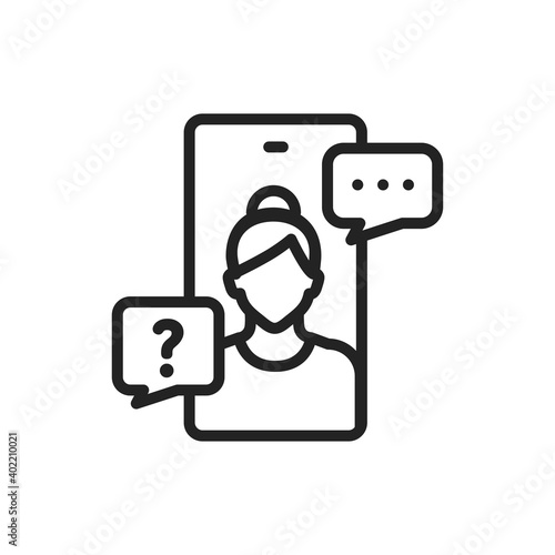 Free online consultation line black icon. SMM promotion.