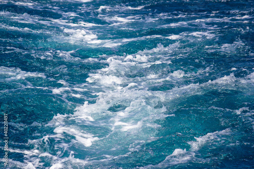 Fototapeta Naklejka Na Ścianę i Meble -  Sea wave and boat motor foaming view