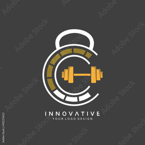 Letter C movie fitness logo design, Fitness Logo Stock Vector Illustration, Gym Logo Vector Art and Graphics