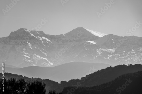 View of the three highest snow-capped peaks in Sierra Nevada from the Sierra de Huétor natural park © Miguel Ángel RM
