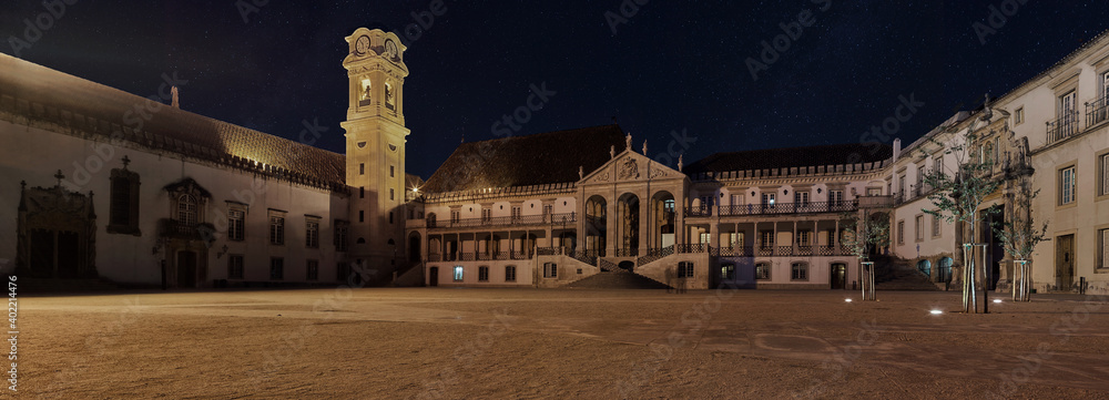 Panorama of the University of Coimbra at night