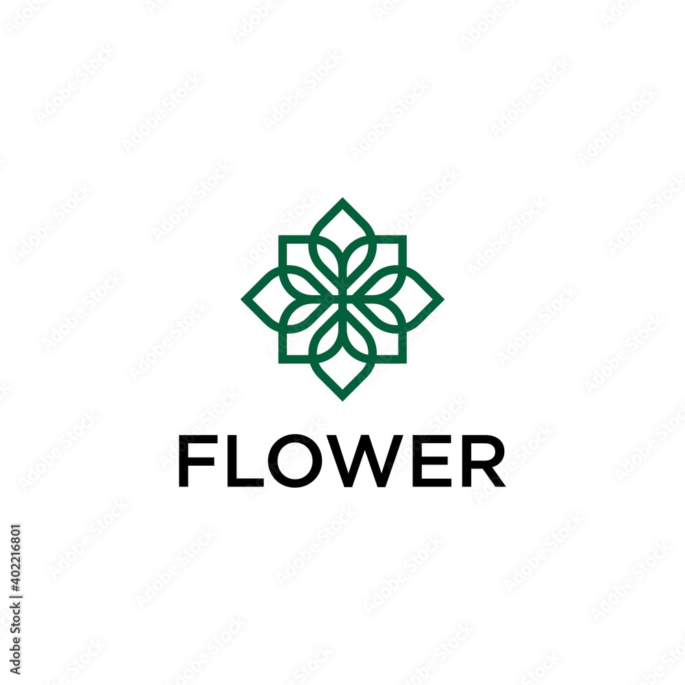 Four Square Abstract Flower Business Company Logo Design Four Square Abstract Flower Business Company Logo Design