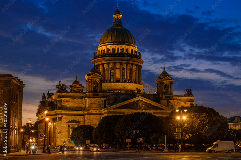  cathedral at night in saint Petersburg