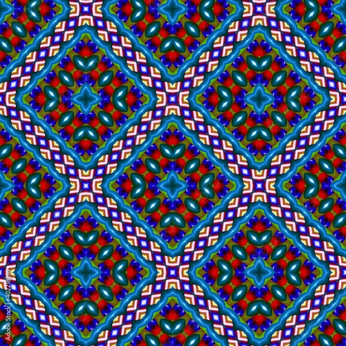 Seamless pattern with symmetric geometric ornament. 