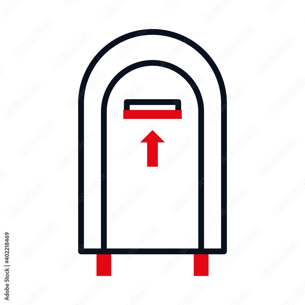 mailbox icon, half line half color style