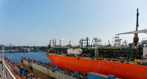 chemical tanker in a dry dock in poland