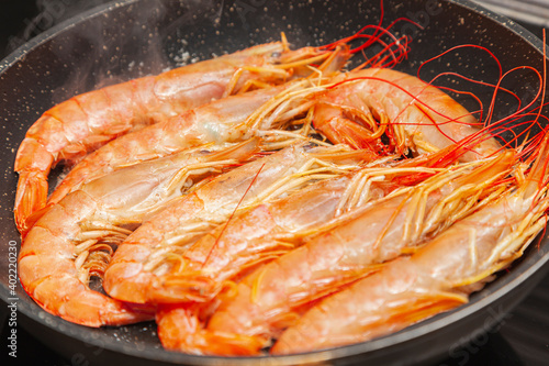 Prawns being grilled