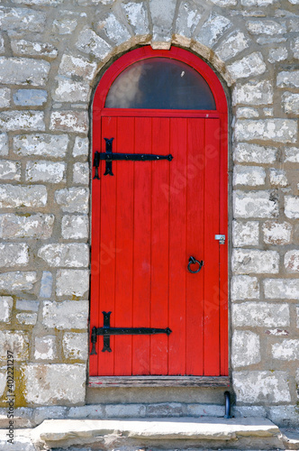 Photography Arched red wooden door