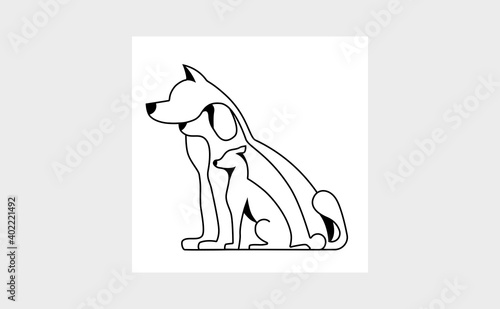 Photography Illustration of dogs line art