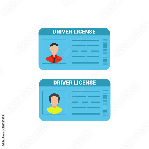 Car driver license identification with photo. Vector illustration.