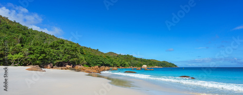 tropical beach at anse lazio, on praslin, seychelles