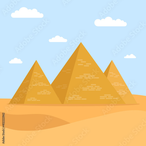 Pyramids in the desert. Vector illustration.