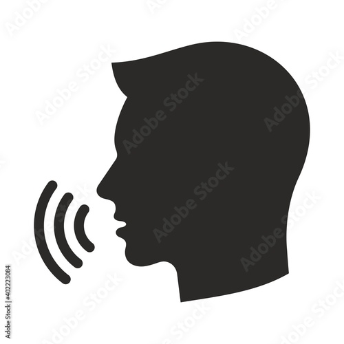 Voice icon. Voice message. Voice recognition. Voice command. Vector icon isolated on white background.