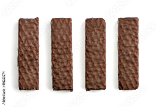 Chocolate Wafers Isolated, Wafer Biscuits Coated in Chocolate