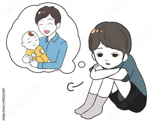 赤ちゃんにかかりきりの父親　嫉妬する男の子