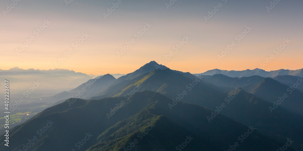 Fototapeta premium Mountaintop of Zvoh and Krvavec landscape wiev of beautiful nature.