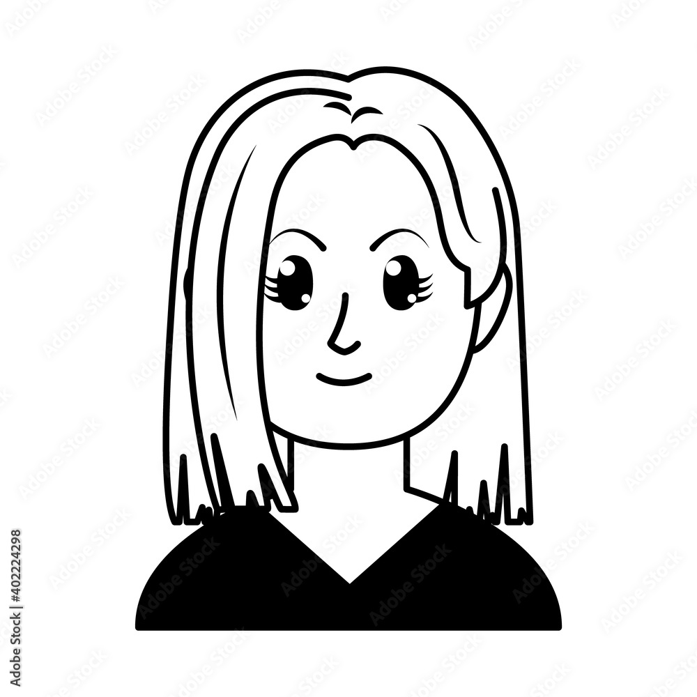 young woman with short hair, vector illustration young woman with short hair, vector illustration