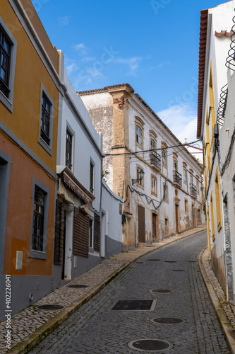 narrow street in the center of old town Silves in Portugal