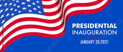 USA Presidential Inauguration Day on January 20th 2021 vector banner. 