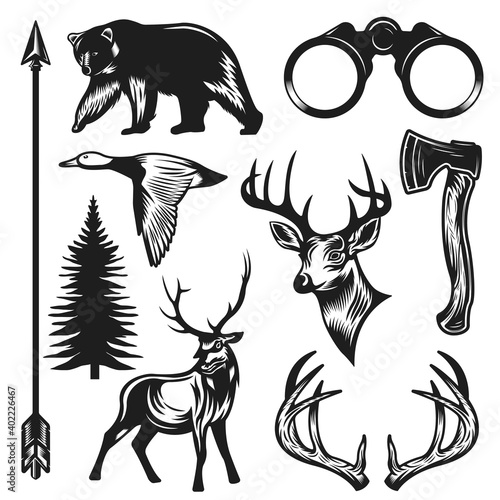 Vintage Hunting Elements Collection Set
