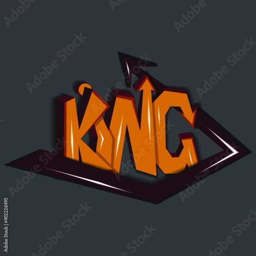 king. unique graffiti letters with arrows, highlights, shadows