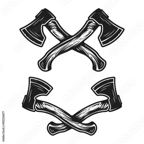 Vintage hand drawn crossed axes