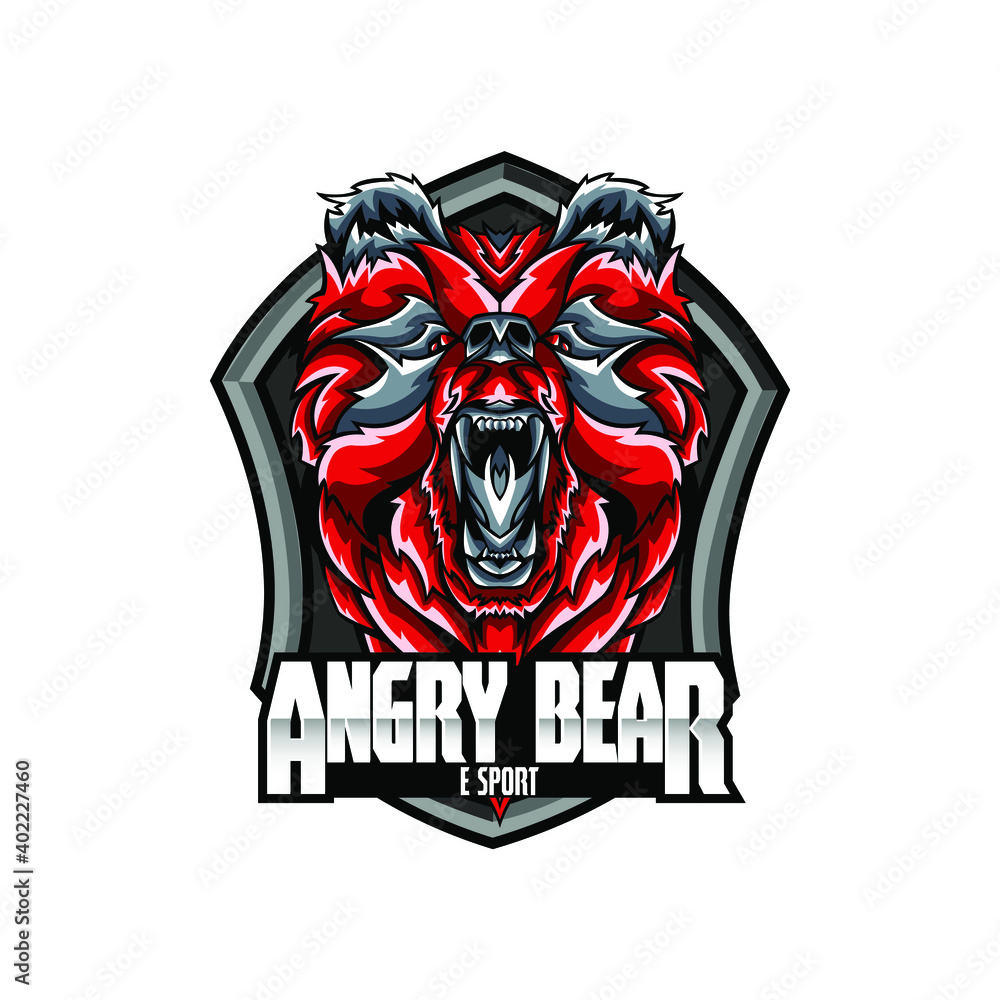 bear head mascot logo design vector with a modern color concept and badge emblem style for sports team. Angry bear illustration tshirt printing. bear head mascot logo design vector with a modern color concept and badge emblem style for sports team. Angry bear illustration tshirt printing.