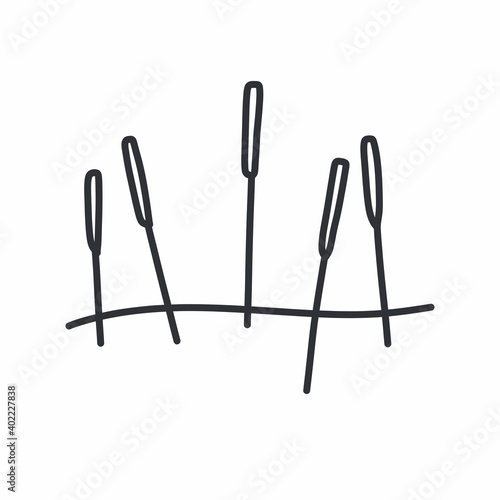 acupuncture needles doodle icon, vector color line illustration