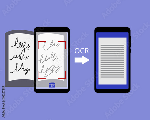 Optical Character Recognition (OCR) application  to convert handwritten to text vector photo