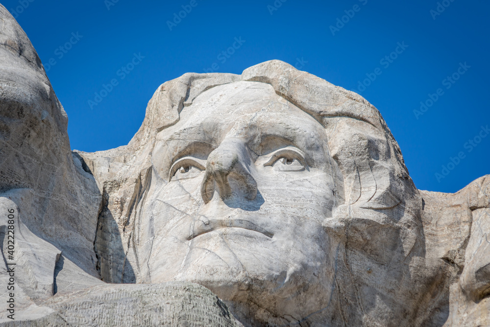 The Bust of Thomas Jefferson at Mount Rushmore National Monument