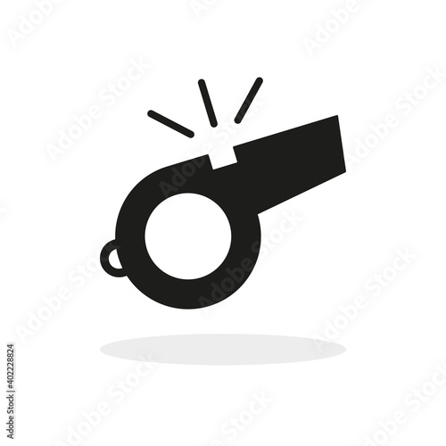 A vector illustration of a whistle being blown. Whistle being blown illustration icon. Whistle blower concept icon.