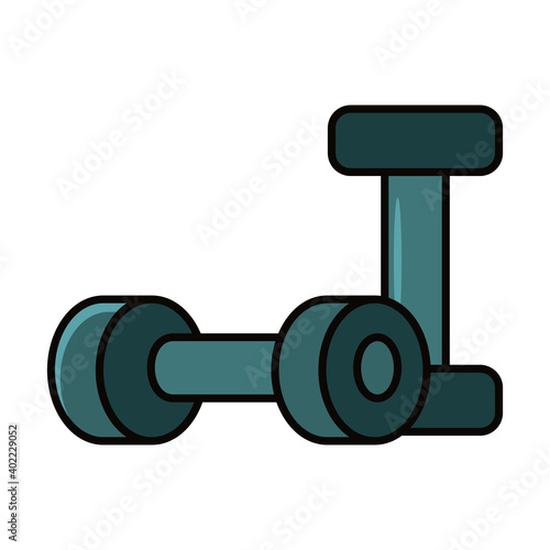 gym dumbbells icon, line and fill style