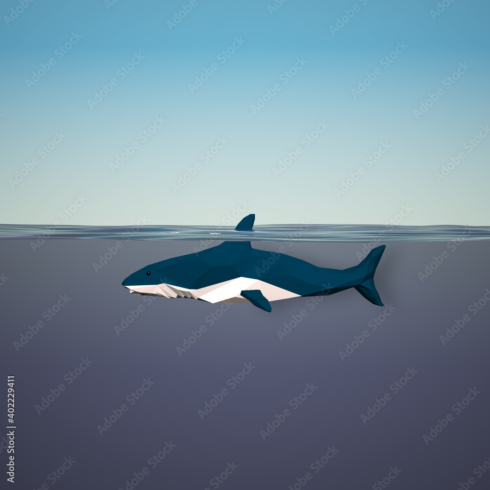 Naklejka premium 3D shark in polygonal style