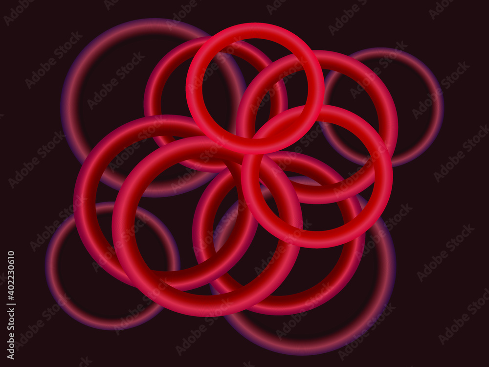 vector illustration in the form of an abstract background with the image of red volumetric rings vector illustration in the form of an abstract background with the image of red volumetric rings