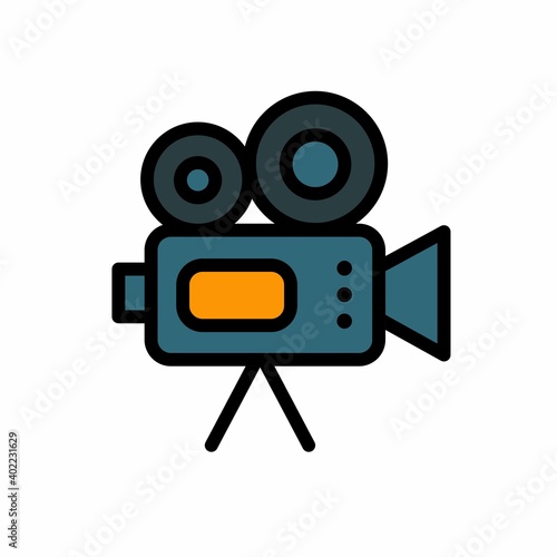 videocamera line icon, vector color line illustration