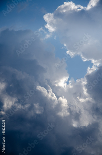 Dramatic cloudscape. Sky background with gray clouds