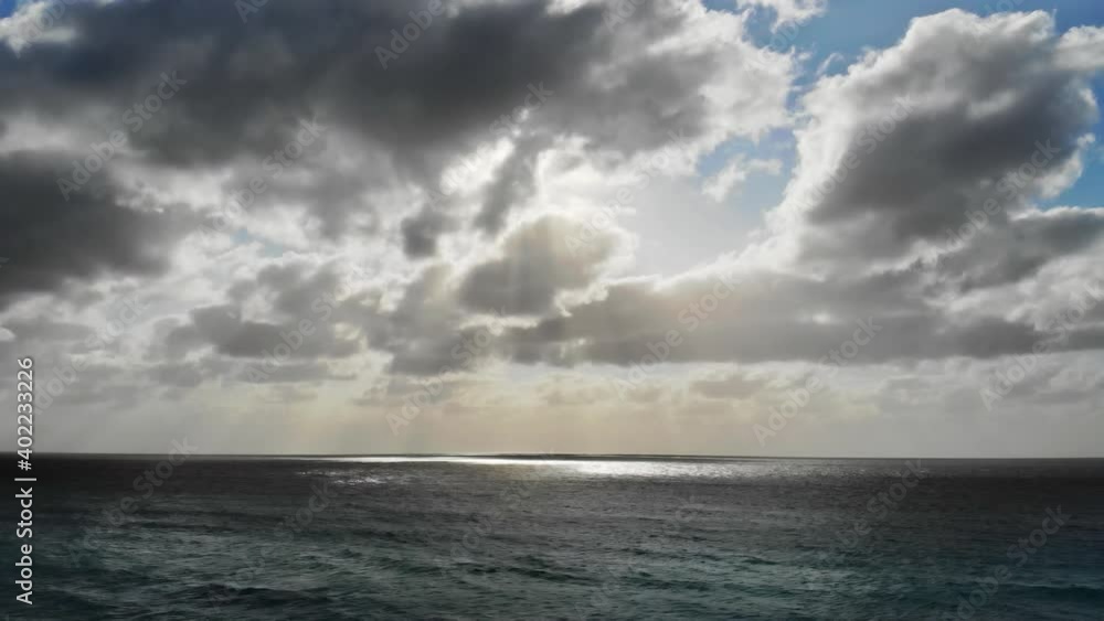 Cancun skyline from the beautiful beach of turquoise ocean water with waves aerial view Cancun skyline from the beautiful beach of turquoise ocean water with waves aerial view
