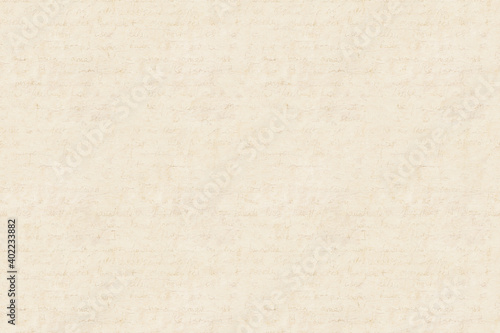 Abstract background in vintage style with old aged yellow brown paper with unreadable faded text