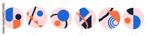 Instagram Geometric Highlight Icon Set. Cover Icons for Saved Stories. Geometric Icons Vector Illustration On White Background 